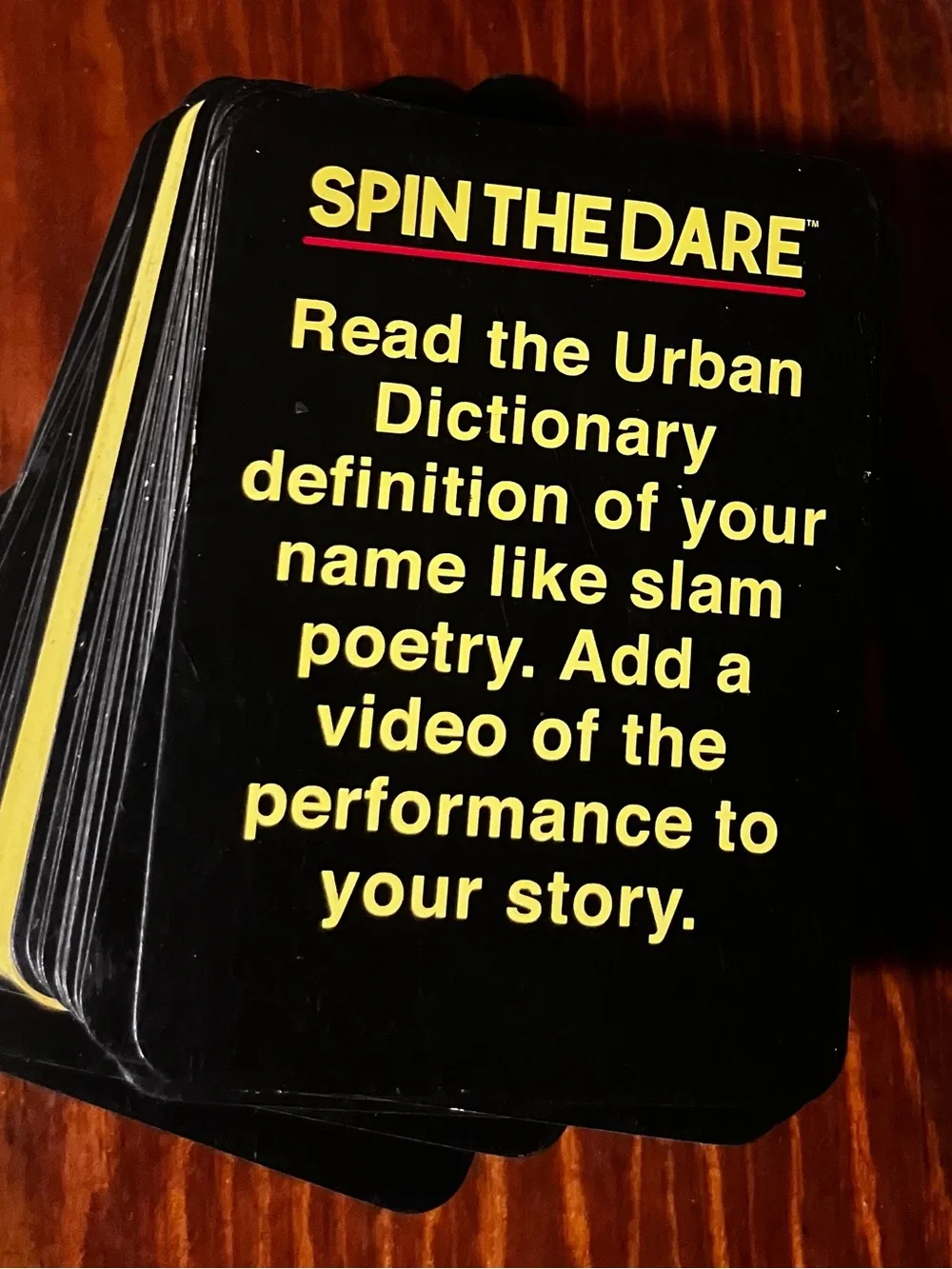 Spin The Dare Party Card Game - Yellow